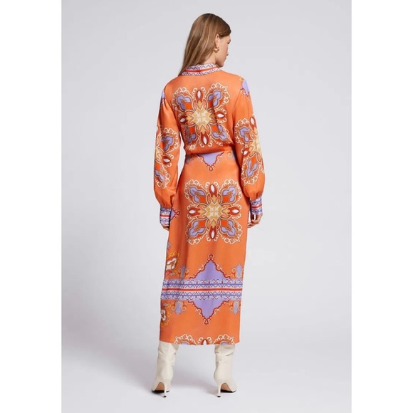 📌 ( Sold ) NWT & Other Stories Faux Wrap Orange and Purple Midi Shirt Dress - Picture 4 of 4